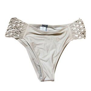 Aerie Swim Large Macrame Hipster Bikini Bottoms Beige NWT Beach Summer
